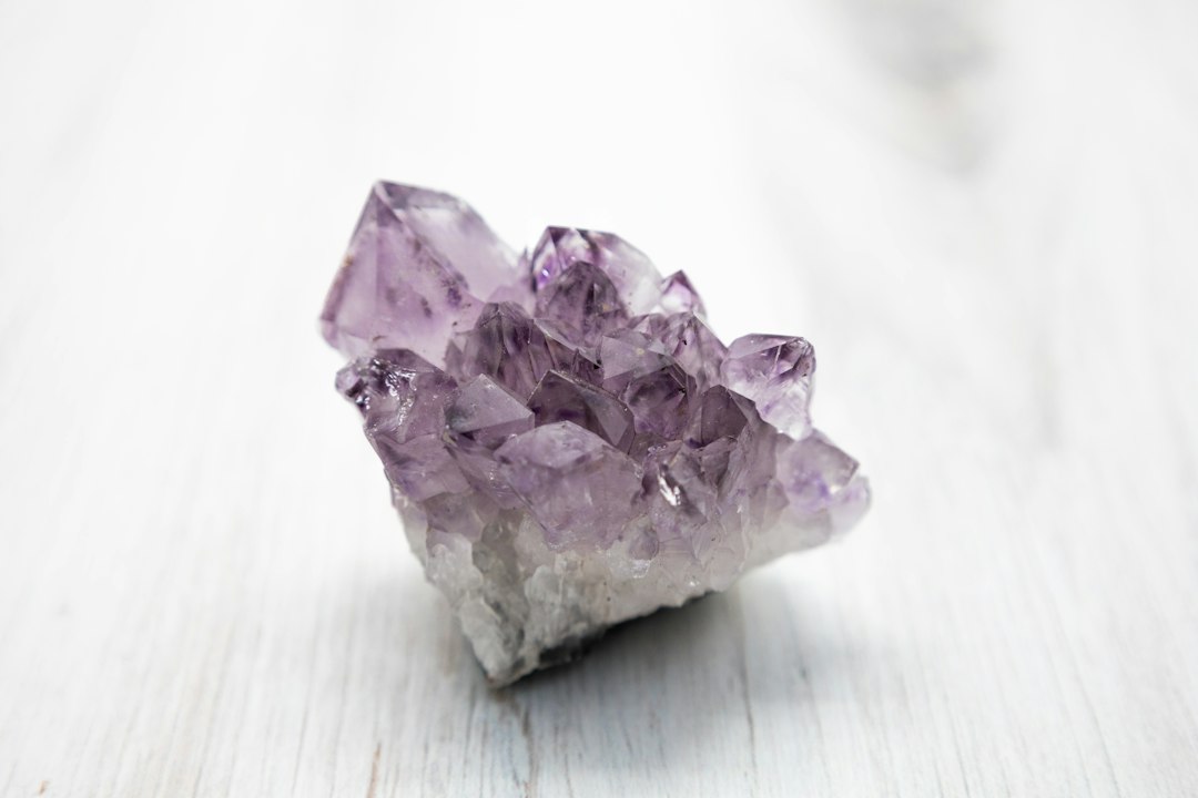 Amethyst crystal cluster styled for a calm home space