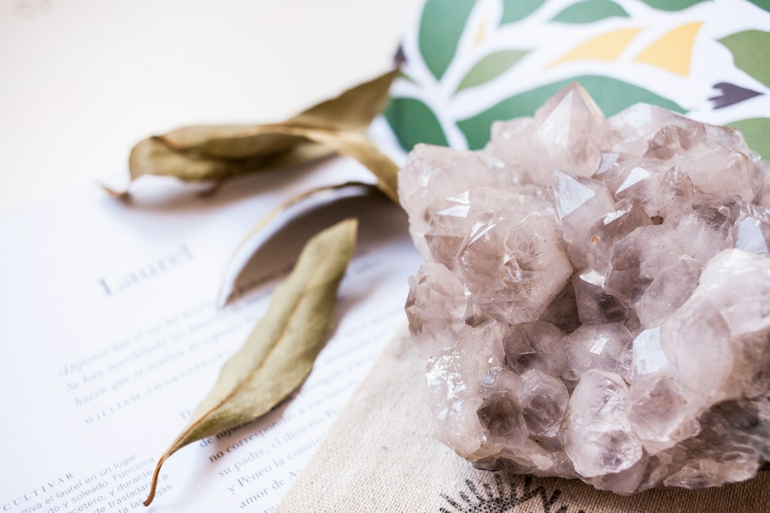A selection of natural crystals arranged together in soft natural light