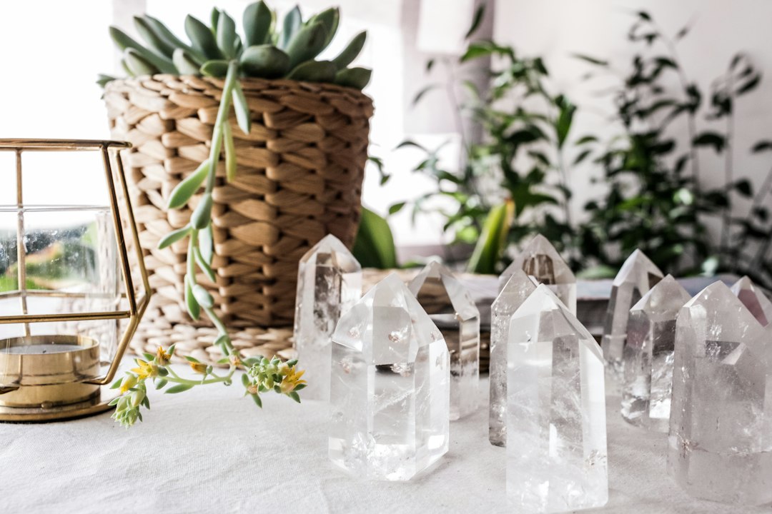 Quartz and crystal specimens in natural light